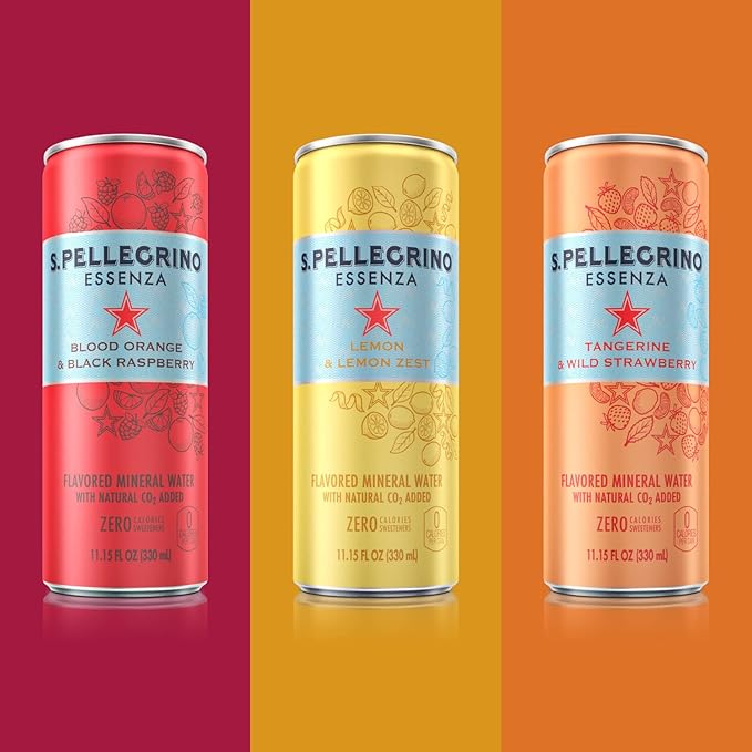 S.Pellegrino Essenza Variety Pack - Blood Orange Lemon Wild Strawberry11.15 Fl. Oz (Pack of 24)