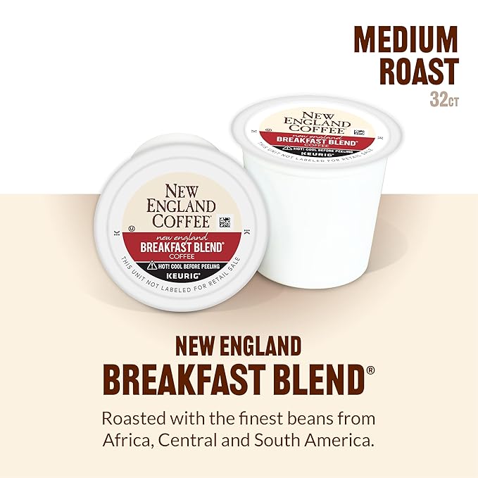 New England Coffee Breakfast Blend Medium Roast Single Serve Pods 32ct Box (Pack of 1)