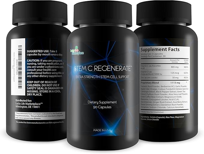 Stem C Regenerate - Natural Stem Cell Support - Help Support Boosted Natural Stem Cells Aid Reduced Oxidation and Occasional Swelling - Best Stem Cell Supplements Self Proclaimed