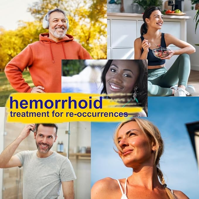 Hemorrhoid Treatment to Reduce Re-occurrences &amp Easier Regularity with Stool Softener | 7 Clinically Studied hemorrhoid Ingredients | Plant-Based Sugar Free Lemon 60 Vegan Gummies