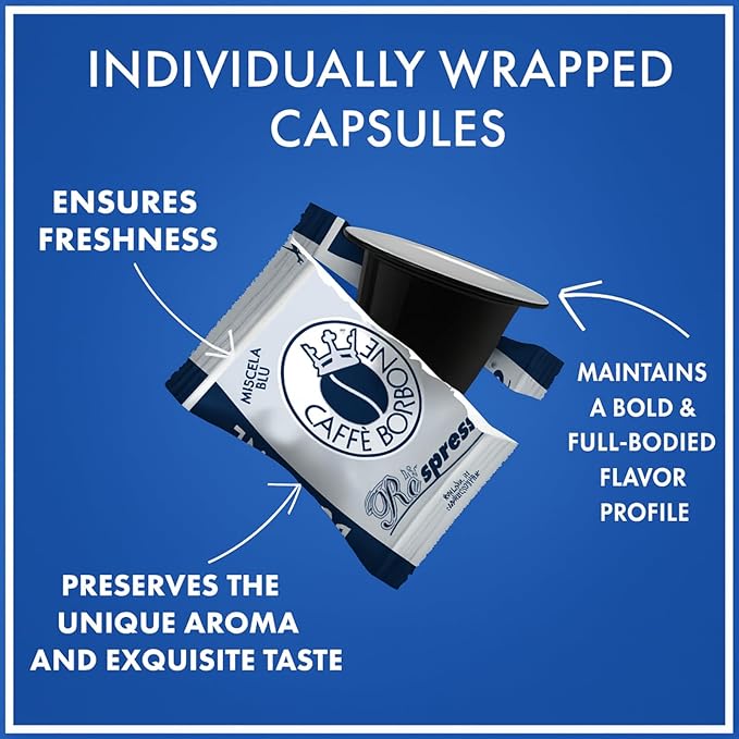 Caffè Borbone Blue Blend Nespresso Compatible Espresso Coffee Pods 100 Count Espresso Pods