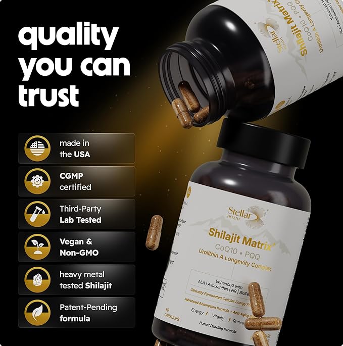 Clinical Mitochondrial Complex - Shilajit 5787mg Extract Equivalent NAD+ Boost - Ubiquinol CoQ10 Urolithin A NR PQQ ALA Astaxanthin - Energy Focus Strength - 60 Vegan Capsules