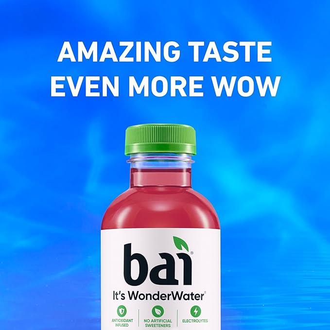 Bai Antioxidant Infused Water Beverage Raspberry Lemon Lime with Vitamin C and No Artificial Sweeteners 18 Fluid Ounce Bottle 12 Pack