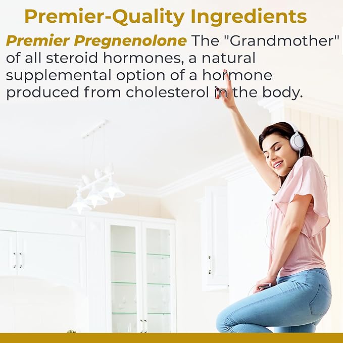 Premier Research Labs Premier Pregnenolone - 100mg Pregnenolone for Hormone Support Precursor to Progesterone Testosterone Estrogen Pregnenolone Supplement for Women &amp Men - 60 Vegetarian Caps