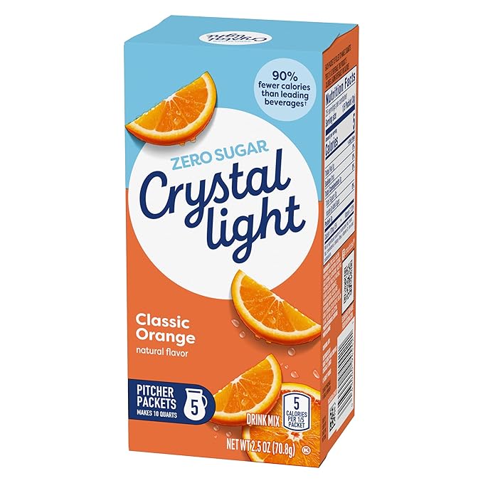 Crystal Light Classic Orange with Vitamin C &amp Calcium Drink Mix (20 Pitcher Packets 4 Canisters of 5)