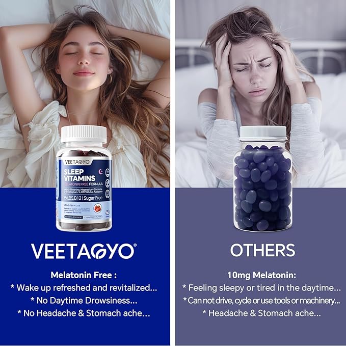 Melatonin Free 5-HTP GABA Supplement Gummies for Adults &amp Kids 12+ with L-Theanine Magnesium Glycinate L-Tryptophan Apigenin - Sugar Free Strawberry Flavor Vegan 120 Count