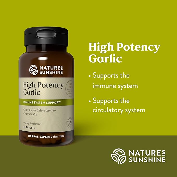 Nature's Sunshine High Potency Garlic 60 Tablets | Supports the Immune System and Contains a Unique Coating to Help Control the Odor