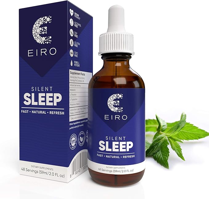 EIRO Silent Sleep │ ­All Natural liquid Sleep Aid Remedy with Melatonin L-Theanine Chamomile flower &amp more │ Superior Absorption │ Fast • Natural • Refresh