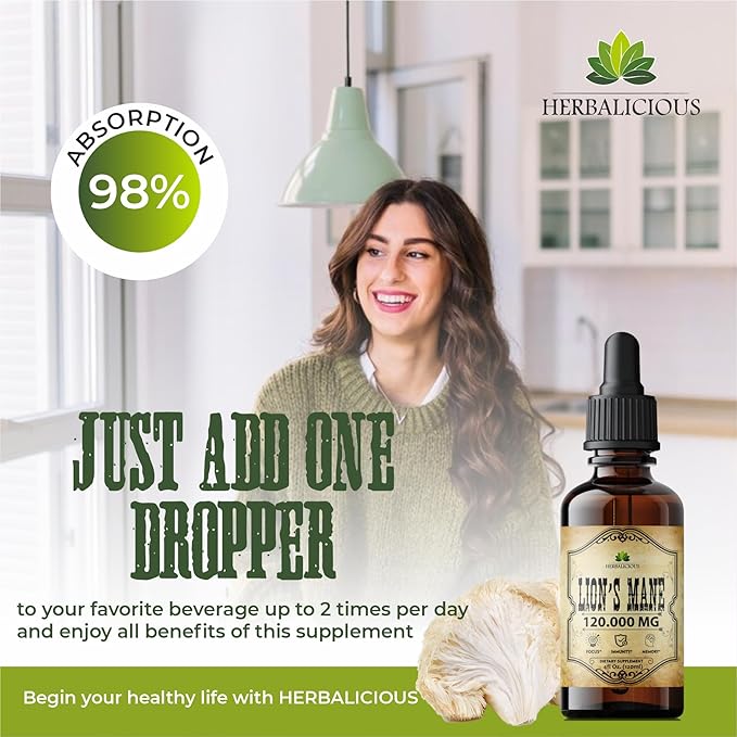 Lion's Mane Extract 4 fl oz Liquid – Natural Mushroom Supplement Tincture for Brain Memory Mental Clarity &amp Focus – Immune Support – High Potency Formula – 90-Day Supply