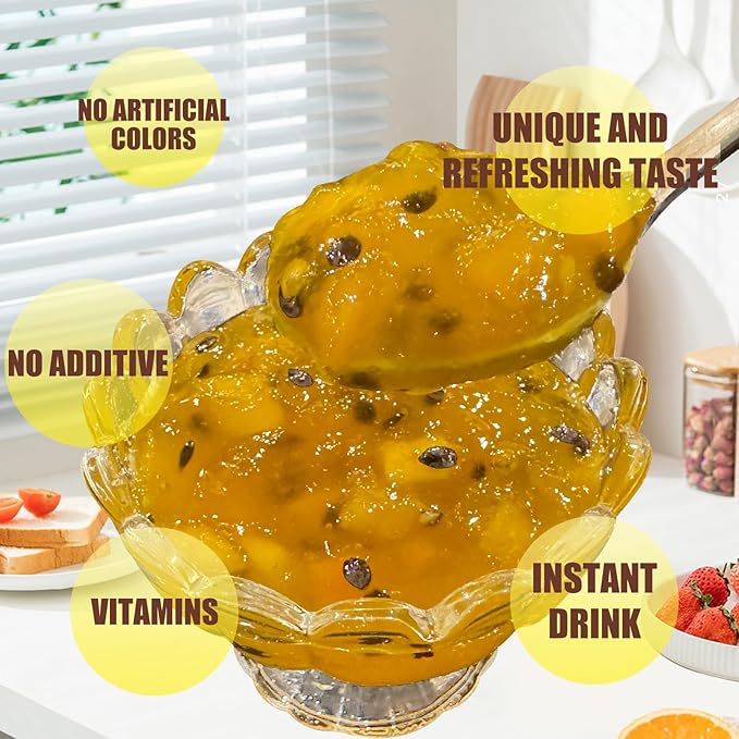 Apexy Korean Honey Passionfruit Mango Tea Made with Real Fruit No Artificial Colors – Tropical Drink Base Dessert Topping Smoothies Cocktails Yogurt Made in KOREA 35.27oz (1kg). (Passion Fruit Ma