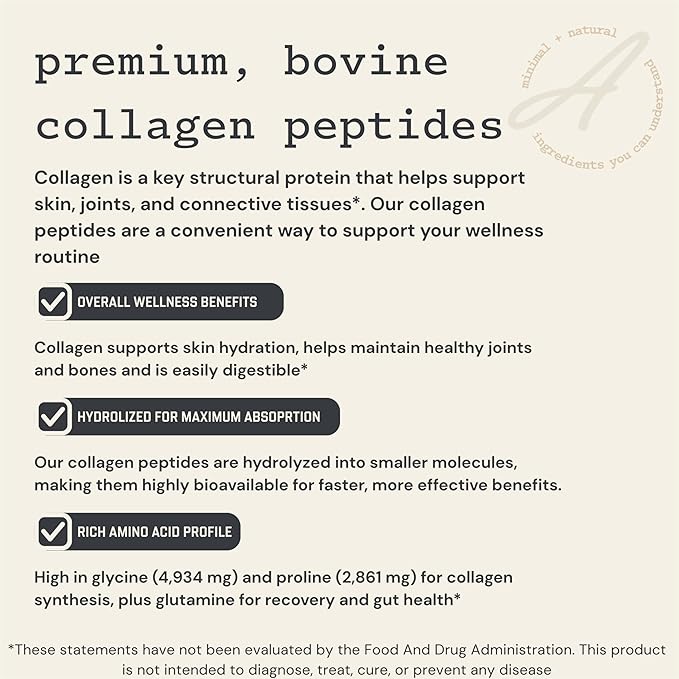 Anea Collagen Peptides - Unflavored | 18g Protein | Supports Skin Hair Nails &amp Joints | Highly Bioavailable | Mixes Easily in Hot or Cold Drinks | Made in GMP Facility