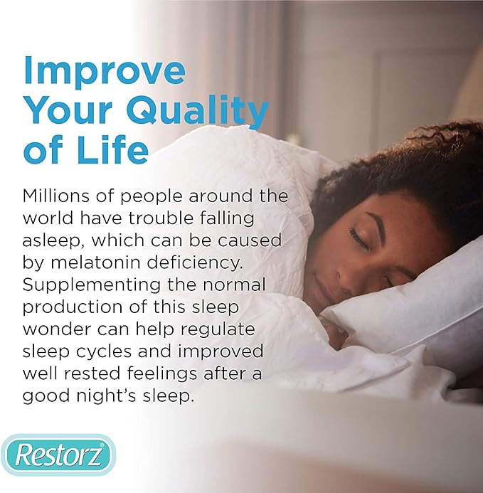 Restorz Restful Sleep Melatonin Gummies 5mg 5mg Melatonin Gummy Supplement to Support a Healthy Sleep Cycle Strawberry Flavor (2 Month Supply of 120 Gummies - 12 Packs 10 per Pouch)