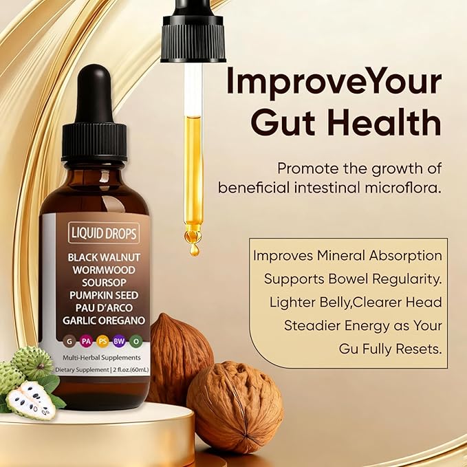Vello Black Walnut Wormwood Gut Cleanse Wormwood Black Walnut Clove Drops Gentle Gut Cleanse &amp Health &amp Absorption with Pumpkin SeedPAU D'arco Soursop (1)