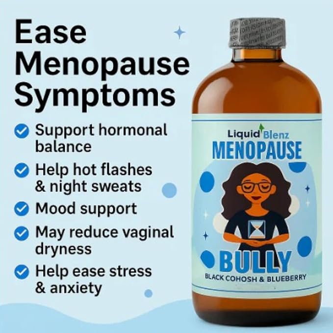 Menopause Bully | Herbal Supplement for Natural Support | Helps Ease Menopause Symptoms &amp Promote Balance | 16 fl oz