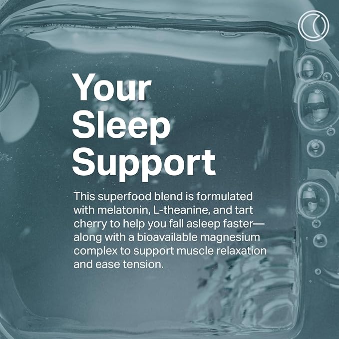 Proper The Blues Sleep Aid – Nutrient-Dense Superfood Powder with + Melatonin Magnesium L-Theanine GABA Valerian Root &amp Tart Cherry – Calm Supplement for Nighttime Relaxation &amp Sleeping