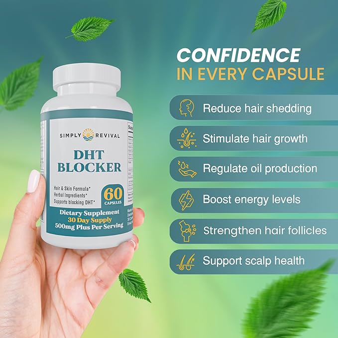 DHT Blocker for Men &amp Women – Saw Palmetto Herbal Supplement for Hair Growth – Supports Regrowth Reduces Shedding Strengthens Hair &amp Scalp – 60 Capsules