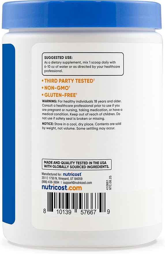 Nutricost NAC + Glycine Powder (250 Grams) Unflavored - 2000mg NAC + 2000mg Glycine per Serving Vegan GMO-Free Gluten-Free 62 Servings