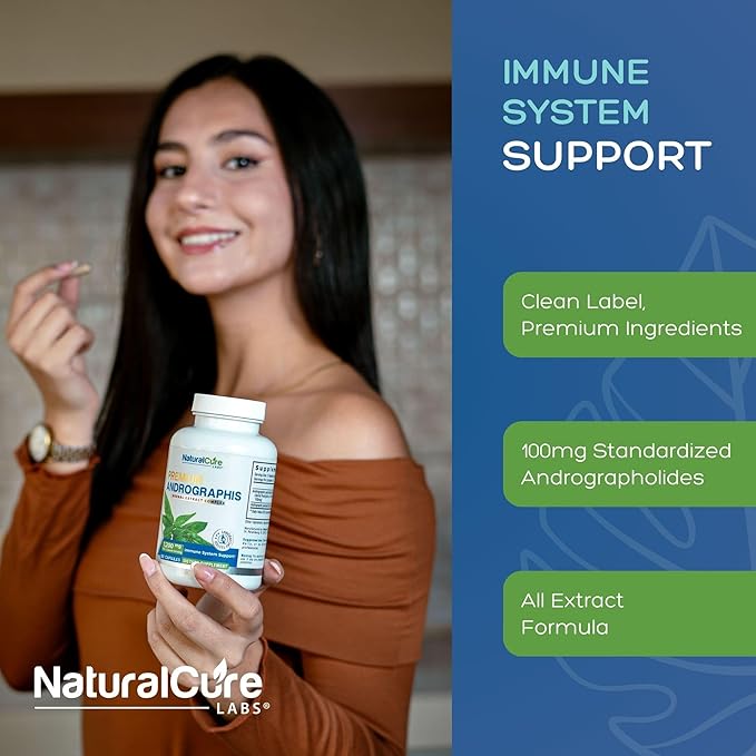 Natural Cure Labs Premium Andrographis Paniculata Extract 1200mg with 100mg Andrographolides Vegan Capsules for Immune &amp Digestive Support Non-GMO Gluten Free Herbal Dietary Supplement