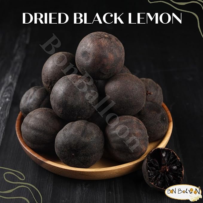 BonBalloon Pure &amp Organic Black Limes Lemon Limu Lime limon Whole Dried Dry Fresh Natural Herbal Herb Tea Seasoning Spice Spices Cooking Vegan Kosher Halal ( 17.64 oz / 500 gm ) ليمون مجفف اسود حل