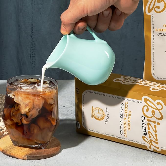 Bizzy Organic Cold Brew Coffee | Bundle | Coarse Ground Coffee | Light &amp Bright 1 LB + Light &amp Bright Brew Bags 4-count | 2 Pack