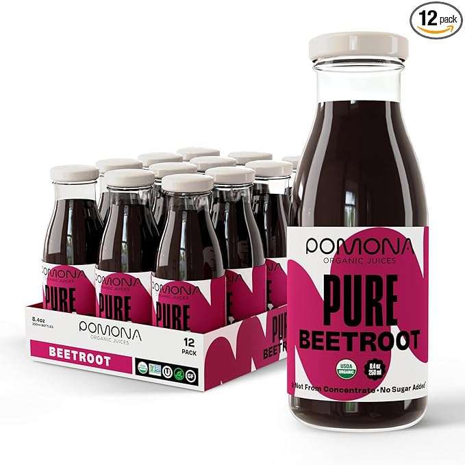 Pomona Organic Cold Pressed Beet Juice Non-GMO No Sugar Gluten Free Kosher Preservative Free - Pack of 12 8.4 oz