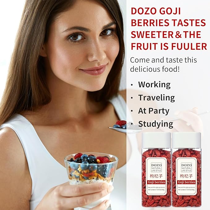 DOZO Goji Berries Premium Wolfberry |Sun-Dried Goji Berry Extra Large Great Food for Snack＆Smoothies Non-GMO No Additives 14.1oz/400g 枸杞子 红枸杞