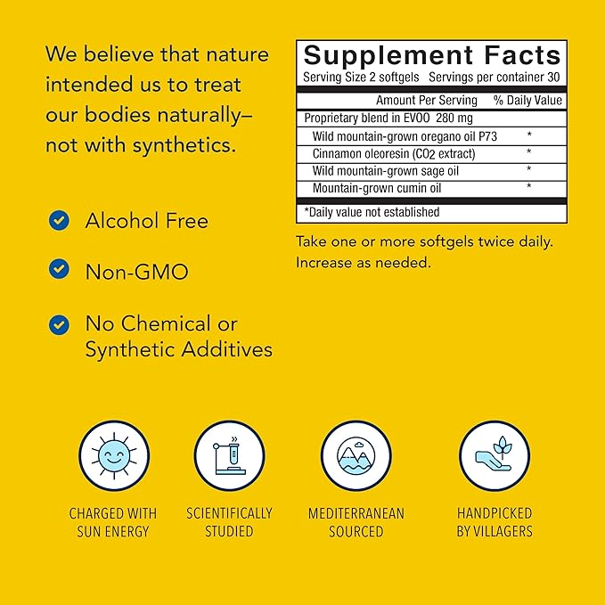 NORTH AMERICAN HERB &amp SPICE OregaResp P73 60 Softgels - Supports Immune &amp Respiratory Health - Multiple Spice Oil Complex with Oreganol P73 Oregano Oil - Non-GMO - 30 Servings