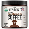 La Republica Instant Mushroom Coffee Organic – 100% Arabica Coffee with Lion’s Mane Reishi &amp 5 More Mushrooms for Focus Immunity Energy Support &amp Fast Metabolism – 35 Servings
