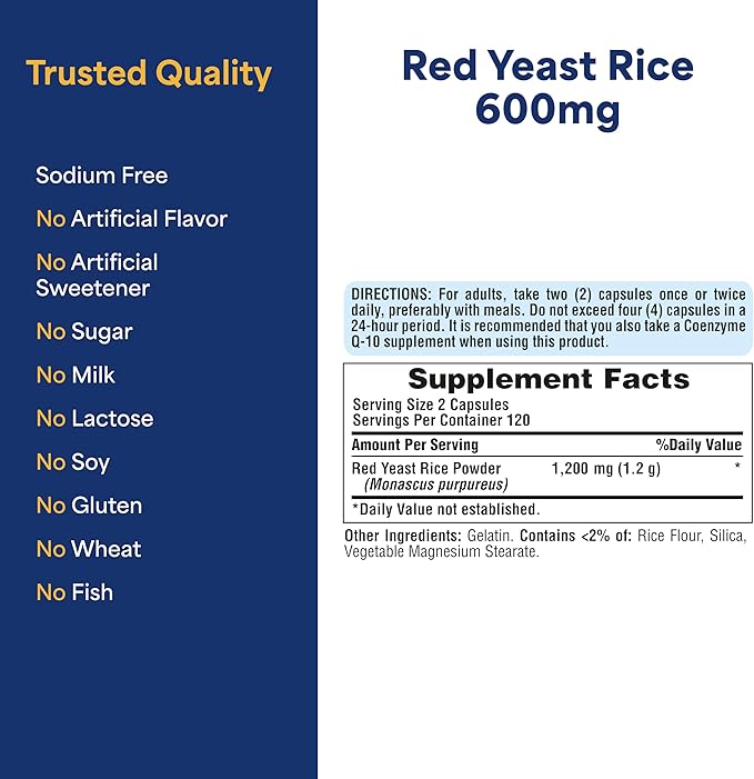 Puritan's Pride Doctors Trust® Red Yeast Rice 600mg Dietary Supplement 240 Rapid Release Capsules