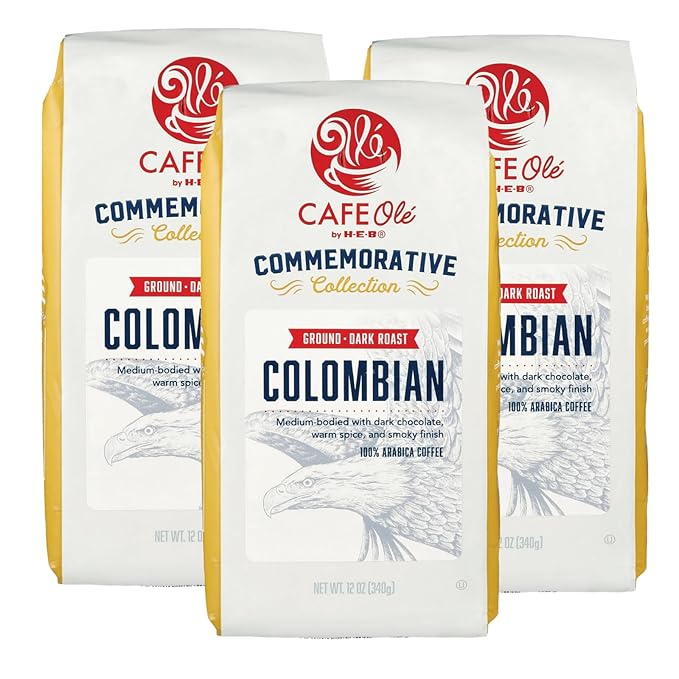 CAFE Ole Commemorative Collection Colombian Ground Coffee Dark Roast Warm Spices and Dark Chocolate by H-E-B 12 oz (3 bags)