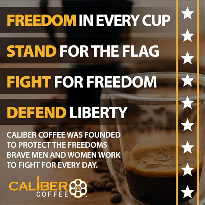 Caliber Coffee .22 Cal Whole Bean Light Roast – Balanced Fruity Caramel Flavors – 100% Artisan Roasted Arabica Coffee – Small-Batch Hand-Crafted – Veteran Owned – 12oz Bag