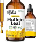 Wild &amp Organic Mullein Drops for Lungs - Herbal Cleanse and Detox - Liquid Mullein Leaf Extract for Lungs with Echinacea - Verbascum Thapsus Tincture - Vegan Sugar &amp Alcohol-Free Supplement -