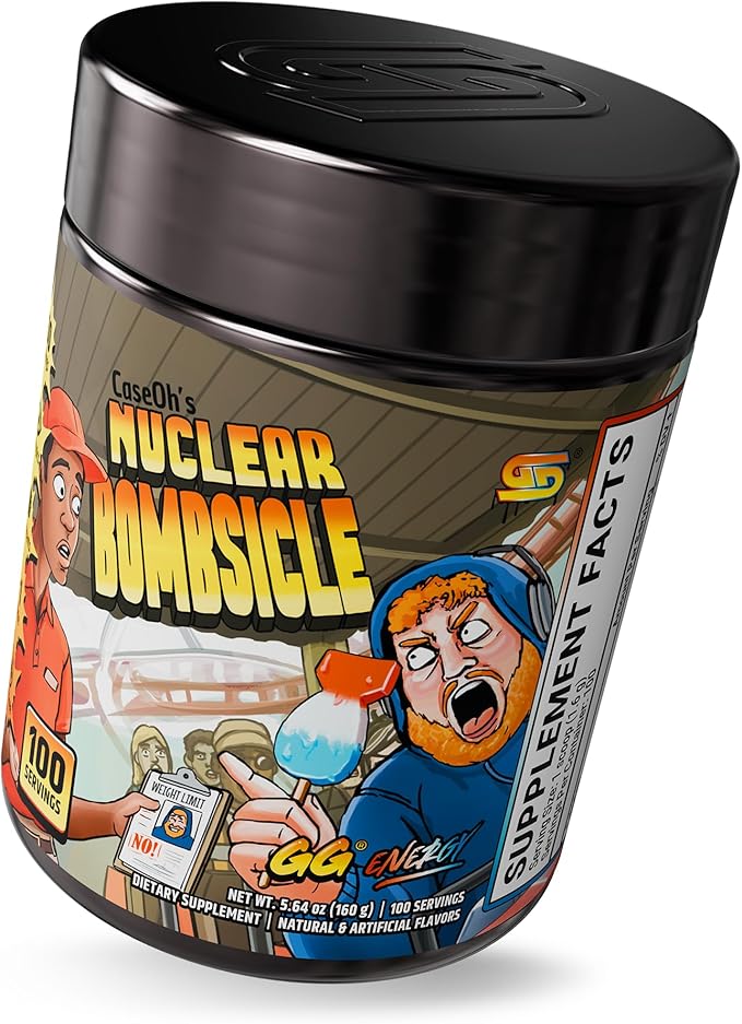 Gamer Supps GG Energy - CaseOh's Nuclear Bombsicle by CaseOh (100 Servings) - Keto Friendly Gaming Energy and Nootropic Blend Sugar Free + Organic Caffeine + Vitamins + Immune Support Powder Drink