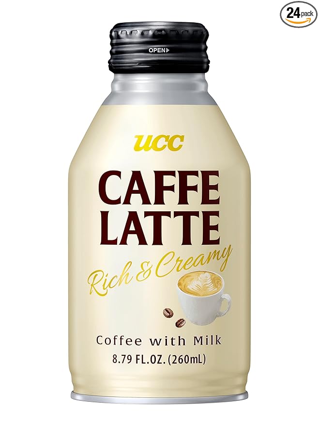 UCC Ready to Drink Caffe Latte 8.79 FL OZ (Pack of 24) Delicious Rich and Creamy Convenient Bottled Coffee Drinks For On-the-Go Imported from Japan