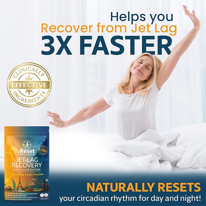 Reset Jet Lag Recovery System | Day and Night Transdermal Patches with Extra Strength Melatonin Magnesium and B Vitamins | Travel Fatigue Relief Sleep Support | Energy Boost (2 Traveler Bundle)