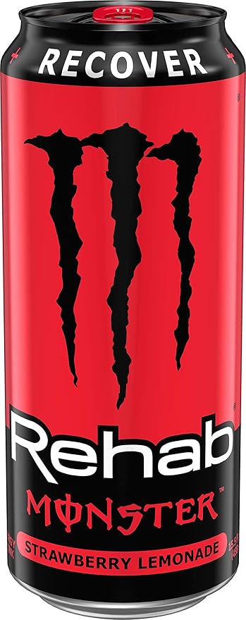 Monster Energy Rehab Strawberry Lemonade + Energy Energy Drink 15.5 Ounce | Pack of 15