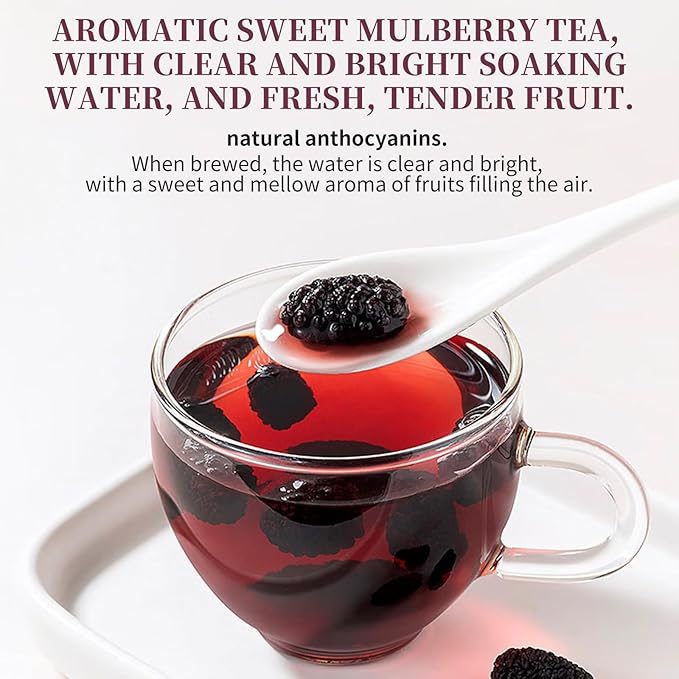 Baihuatang Natural Dried Black Mulberries Premium Dried Black Mulberries Dried Mulberries Black Mulberry Tea Herbal Tea No Sugar Added &amp No Additives Dried Fruit Snack 黑桑椹干 桑葚 250g/8.8oz