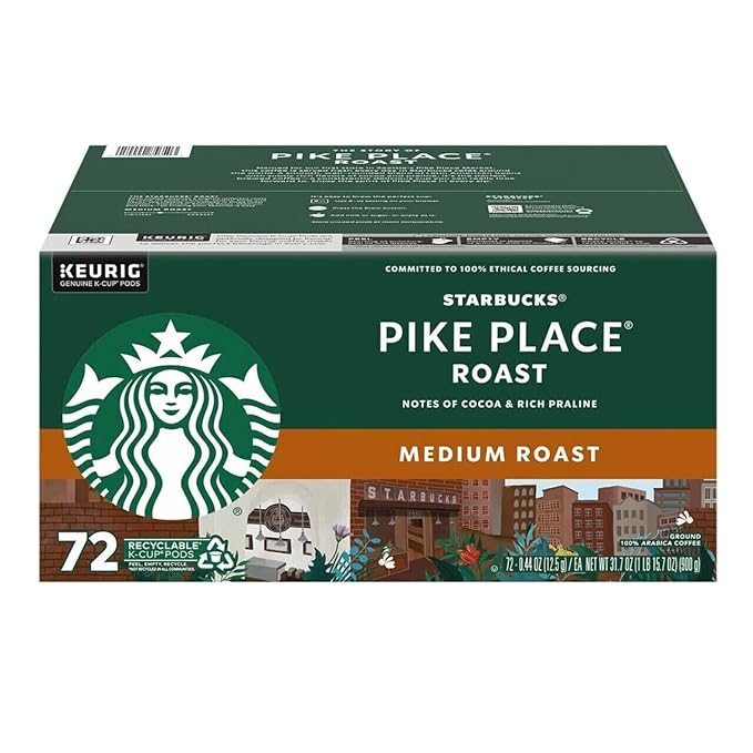 Starbucks Coffee K-Cup Pods Pike Place72 Count(Pack of 1)