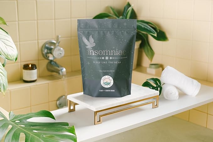 Insomniac Sleep Bath Kit – Nighttime Detox Soak with Magnesium Salts Essential Oils Bath Bomb and More Luxury Bath Experience Single Use – Sleep Support &amp Relaxation Ritual by Salty Tub
