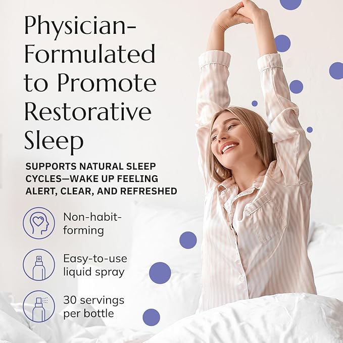 Neurobiologix Night Night Liposomal Sleep Spray Melatonin &amp GABA Oral Spray for Relaxation Bedtime Routine &amp Restful Nights Fast Absorbing Liposomal Delivery Non Habit Forming Vegan 1 Fl