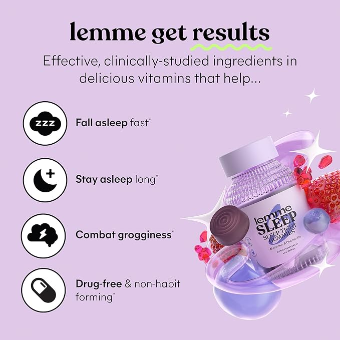 Lemme Sleep &amp Debloat Bundle - Sleep Gummies a Drug-Free Nighttime Aid &amp Debloat Gummies for Digestive &amp Gut Health Probiotics &amp Prebiotics - Gluten Free Gelatin Free Non-GMO - 60