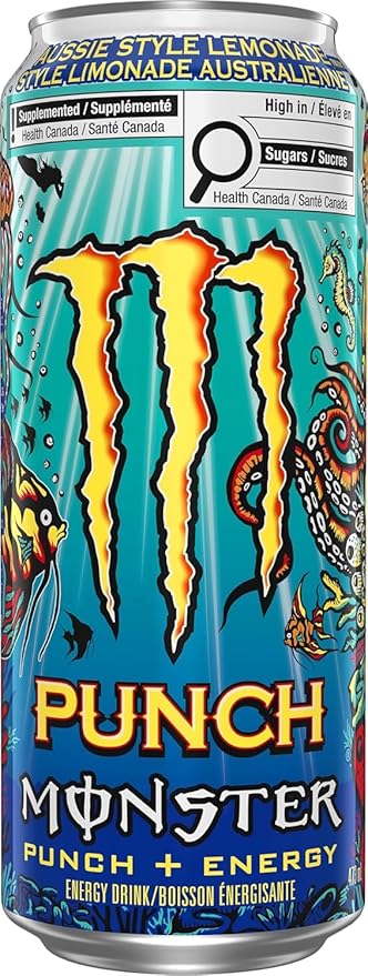 Monster Punch + Energy Aussie Style Lemonade Energy Drink 473 mL Cans 12 Pack