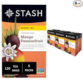 Stash Tea Mango Passionfruit Herbal Tea - Naturally Caffeine Free Non-GMO Project Verified Premium Tea with No Artificial Ingredients 20 Count (Pack of 6) - 120 Bags Total