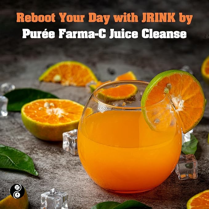 JRINK by Purée Farma-C Juice Cleanse Cold Pressed Detox Drink with Lemon Ginger Organic No Preservatives Vegetable and Fruit Juice Healthy Cleanse Raw Juice Detox 16oz Bottles Pack of 24
