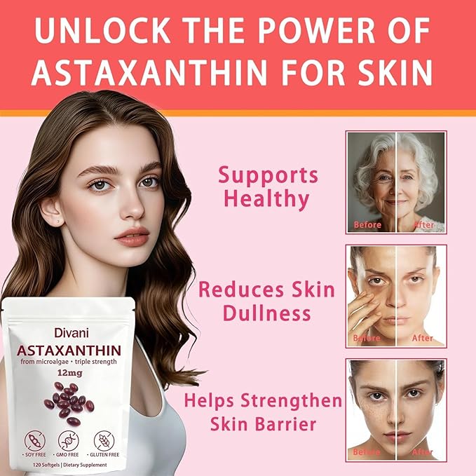Cyano Divani Astaxanthin 12mg 4-Month SupplyEasy to Swallow Non-GMO120 Softgels