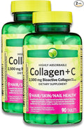 KP+ Collagen | Collagen + C 2500 mg | 90 Tablets | Supports Hair Skin &amp Nail Health | Bioactive Collagen Peptides + Vitamin C Supplement | Pack of 2