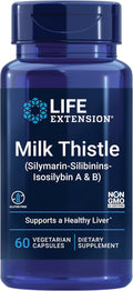 Life Extension Milk Thistle silymarin silibinins isosilybin A &amp B Delivers Full-Spectrum Milk Thistle Benefits for Liver Health Non-GMO Gluten-Free Vegetarian 60 Capsules
