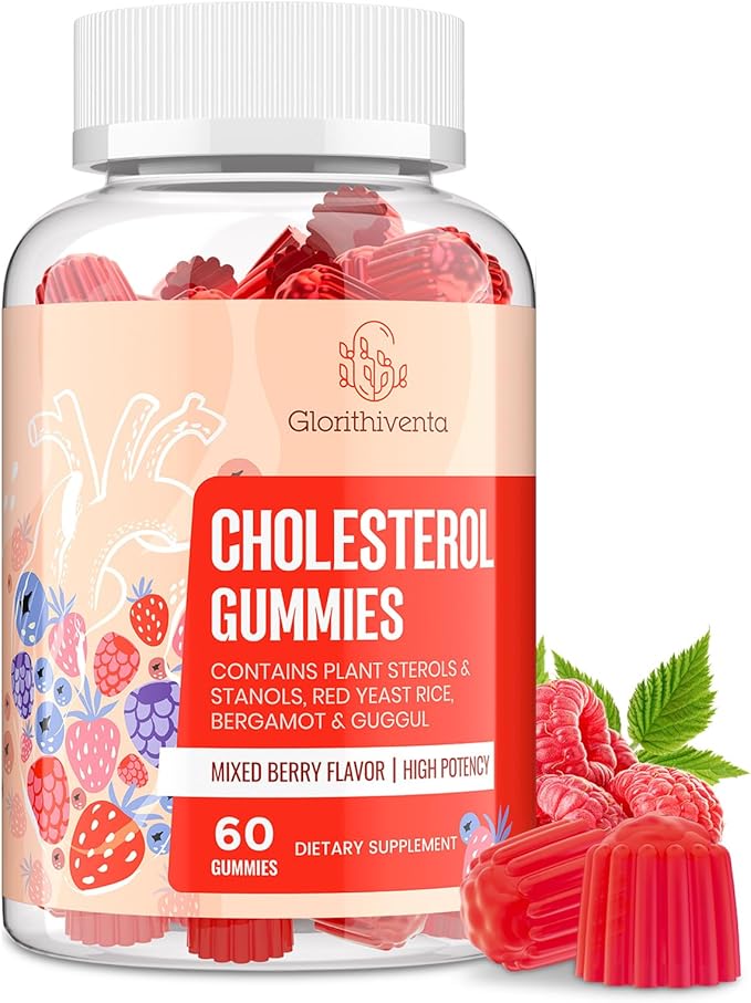 Cholesterol Supplement with Plant Sterols &amp Stanols Guggul Bergamot Orange Extract Red Yeast Rice Plant Sterols Complex Gummies Mixed Berry Flavor 60 Counts