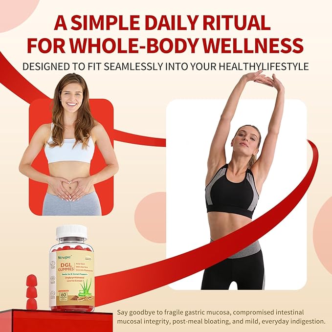 DGL Gummies | Deglycyrrhizinated Licorice Root Extract Quercetin Aloe Vera Anise Seed Powder | Gut Health Stomach Soothe Gerd Support Digestive Comfort | Gluten Free 60 ct(Strawberry Flavor)
