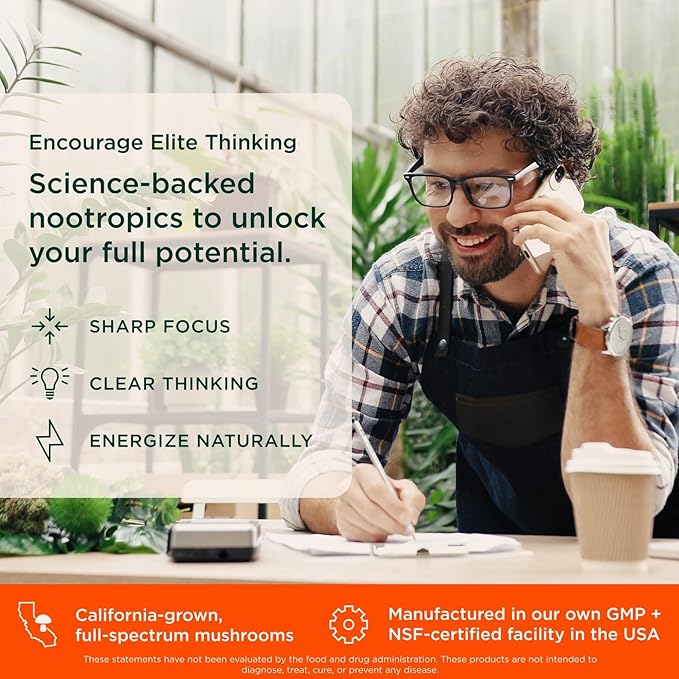 The Genius Brand Genius Consciousness - All-in-One Brain Health Supplement for Clarity - Supports Concentration Creative Thinking Energy &amp Memory - Powered by Nootropics - 15 Servings - Snow Con